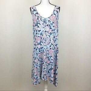 J Jill Blue White Multicolor Paisley Dress